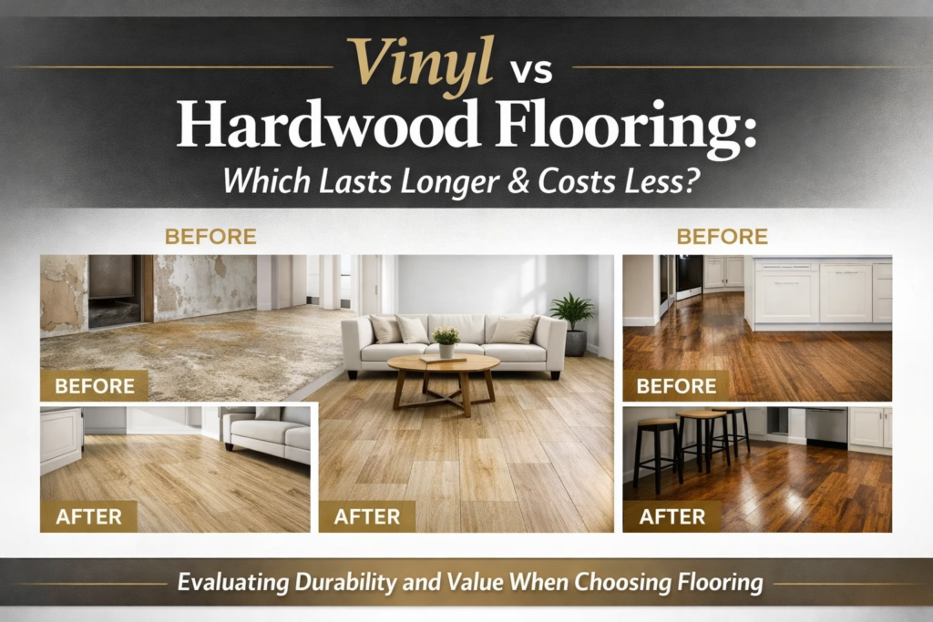 Vinyl vs hardwood flooring comparison chart — UHS Remodeling Plano TX