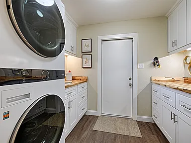 Laundry room remodel live-edge wood counters Carrollton TX by UHS Remodeling