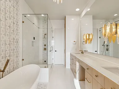 Master bathroom tub glass shower mosaic The Colony TX UHS Remodeling