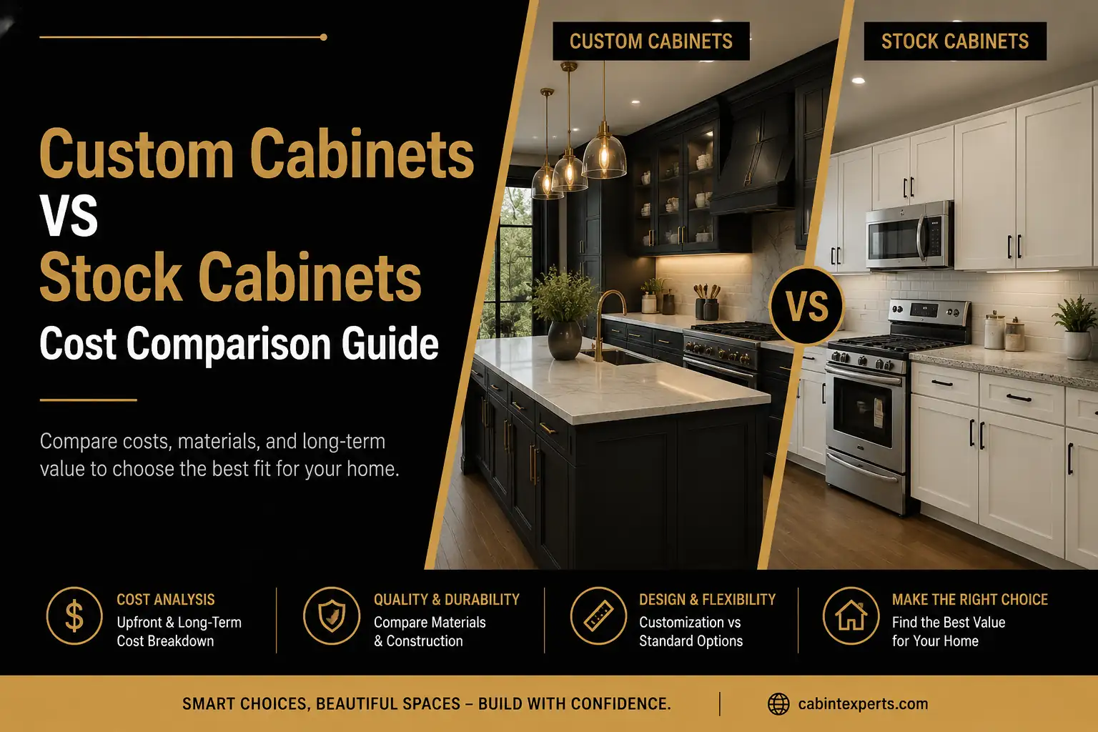 Custom Cabinets vs. Stock Cabinets Cost Comparison: What Should You Choose for Your Remodel?