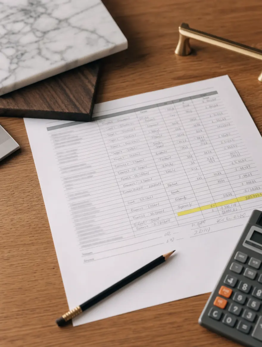 Remodeling budget worksheet with monthly-payment figures, UHS Remodeling financing planning