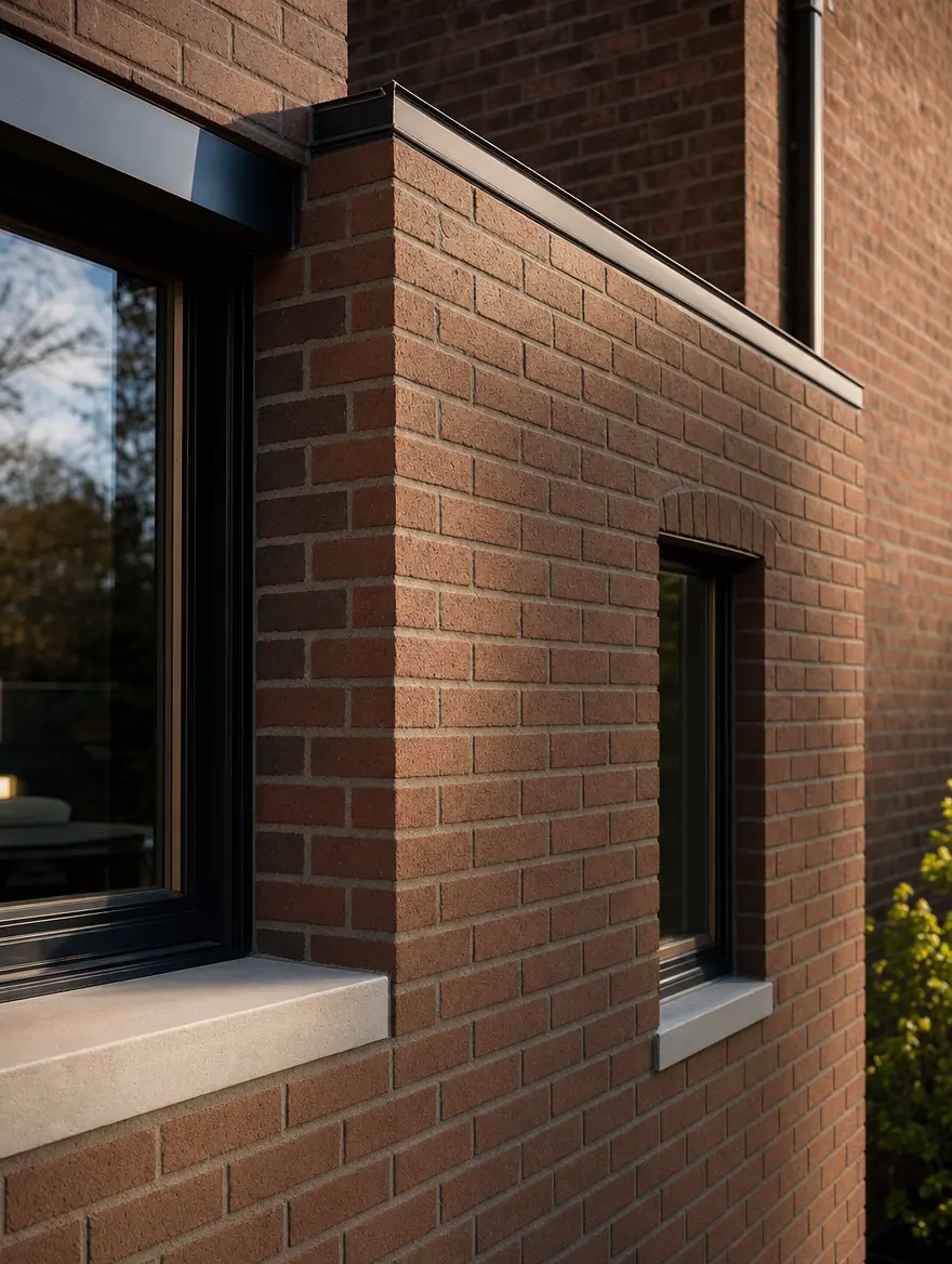 Design study - matched brick and tinted mortar at the old-to-new seam