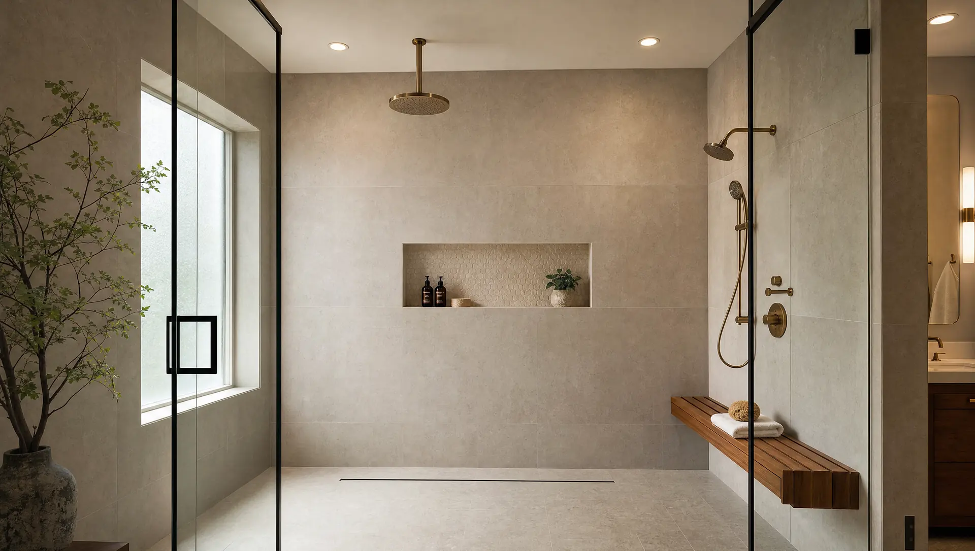 Custom walk-in shower design study for a Plano, TX bathroom