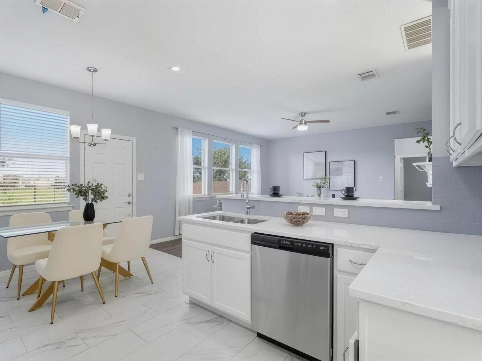 Kitchen remodel in Sachse, TX — open kitchen dining nook — UHS Remodeling project