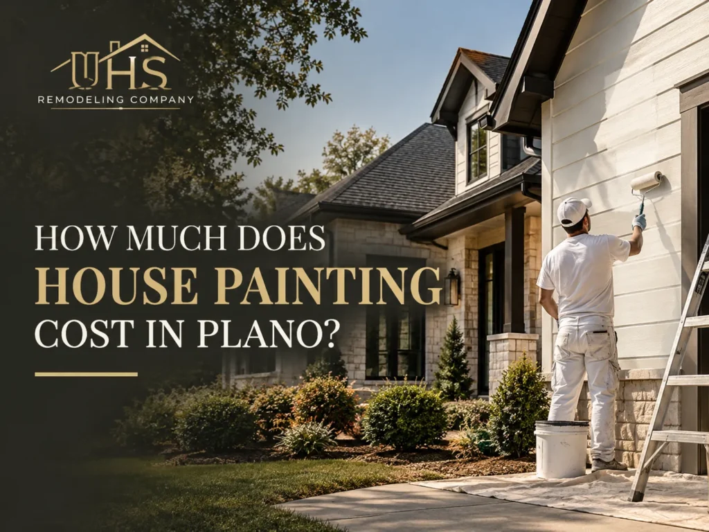 Professional painter applying fresh paint to a house exterior in Plano, Texas